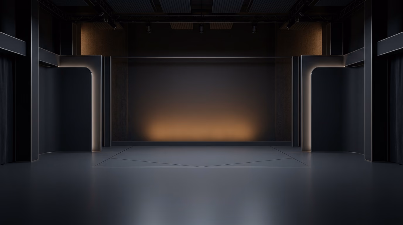 Minimalist luxury photography studio interior with warm ambient lighting at Alessandra Nirwan Photography